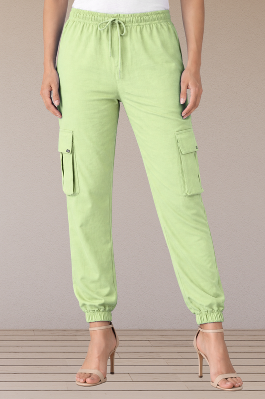 Green Tea Cotton Cargo Pants