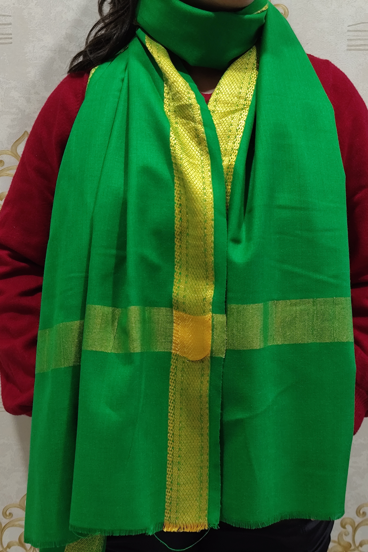 Green Bordered Woollen Shawl