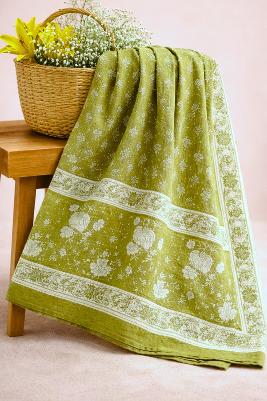 Pista Green Floral Cotton Dupatta