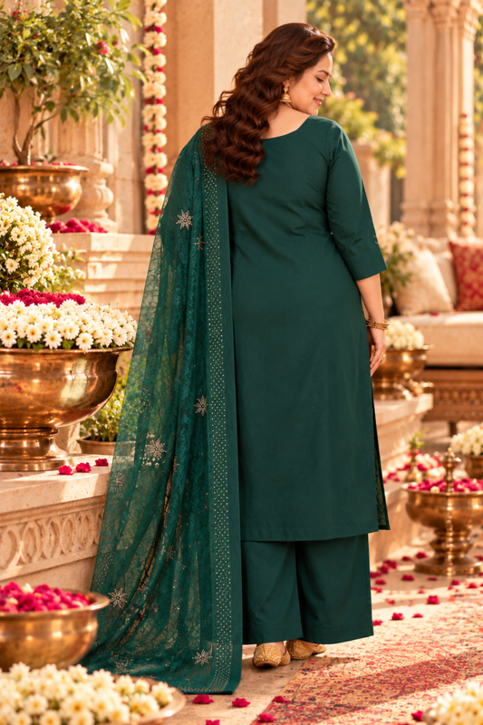Green Panna Embroidered Fancy Suit