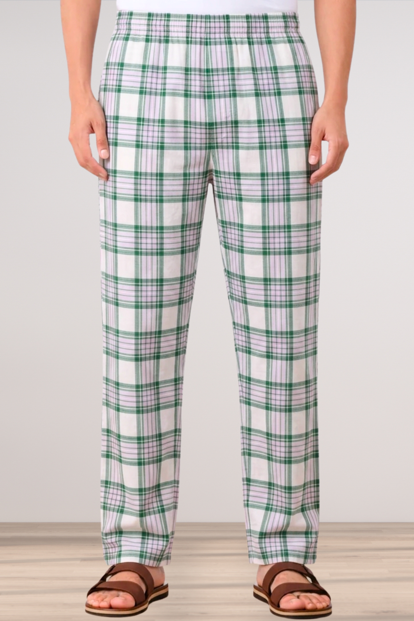 Green & White Checked Comfort Cotton Pajama
