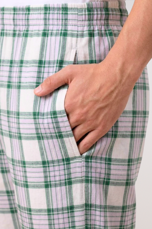 Green & White Checked Comfort Cotton Pajama