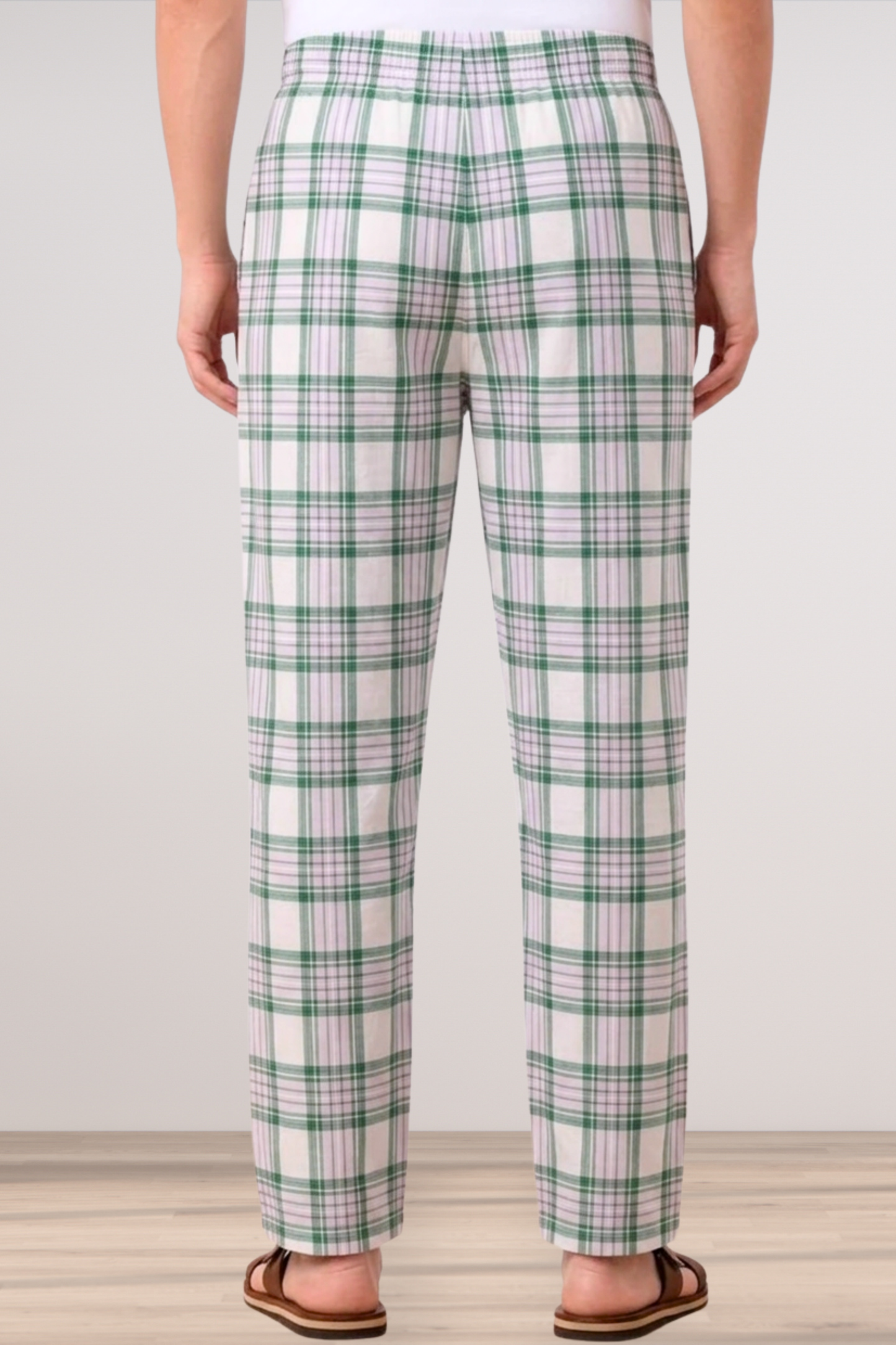 Green & White Checked Comfort Cotton Pajama