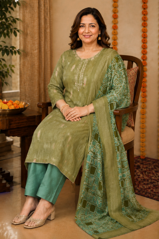 Greeny Oasis Muslin Suit Set