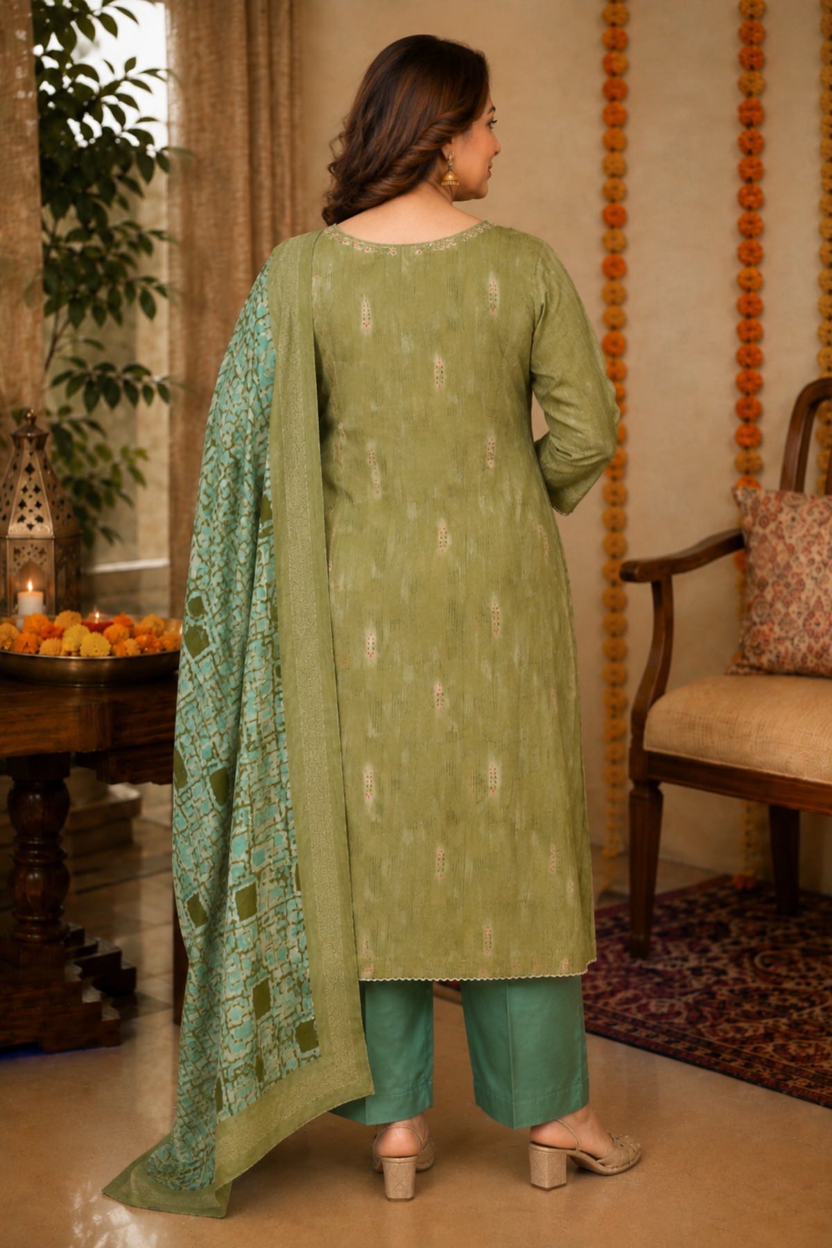 Greeny Oasis Muslin Suit Set