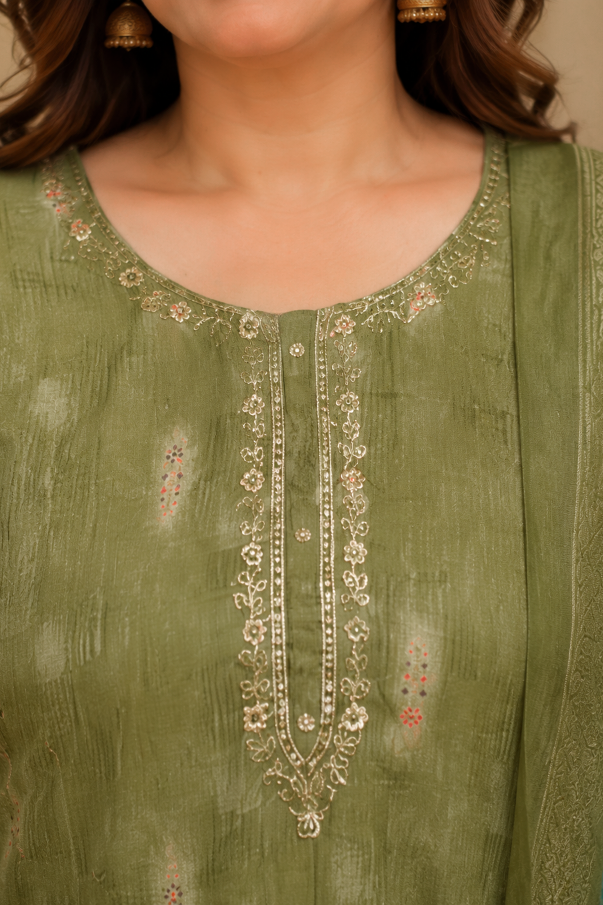 Greeny Oasis Muslin Suit Set