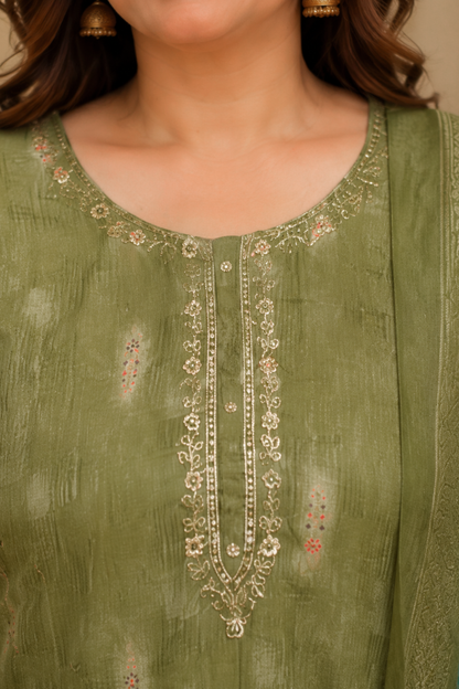 Greeny Oasis Muslin Suit Set
