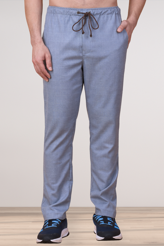 Grey Checked Stretchable Track Pants