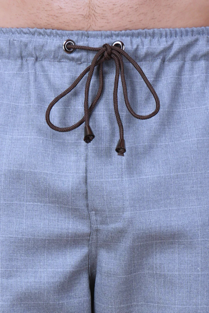 Grey Checked Stretchable Track Pants