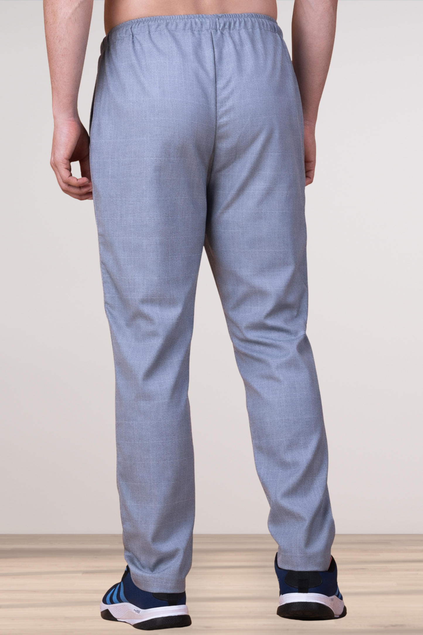 Grey Checked Stretchable Track Pants