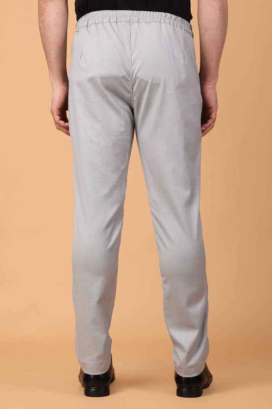 Grey Textured Comfort Fit Formal Trousers