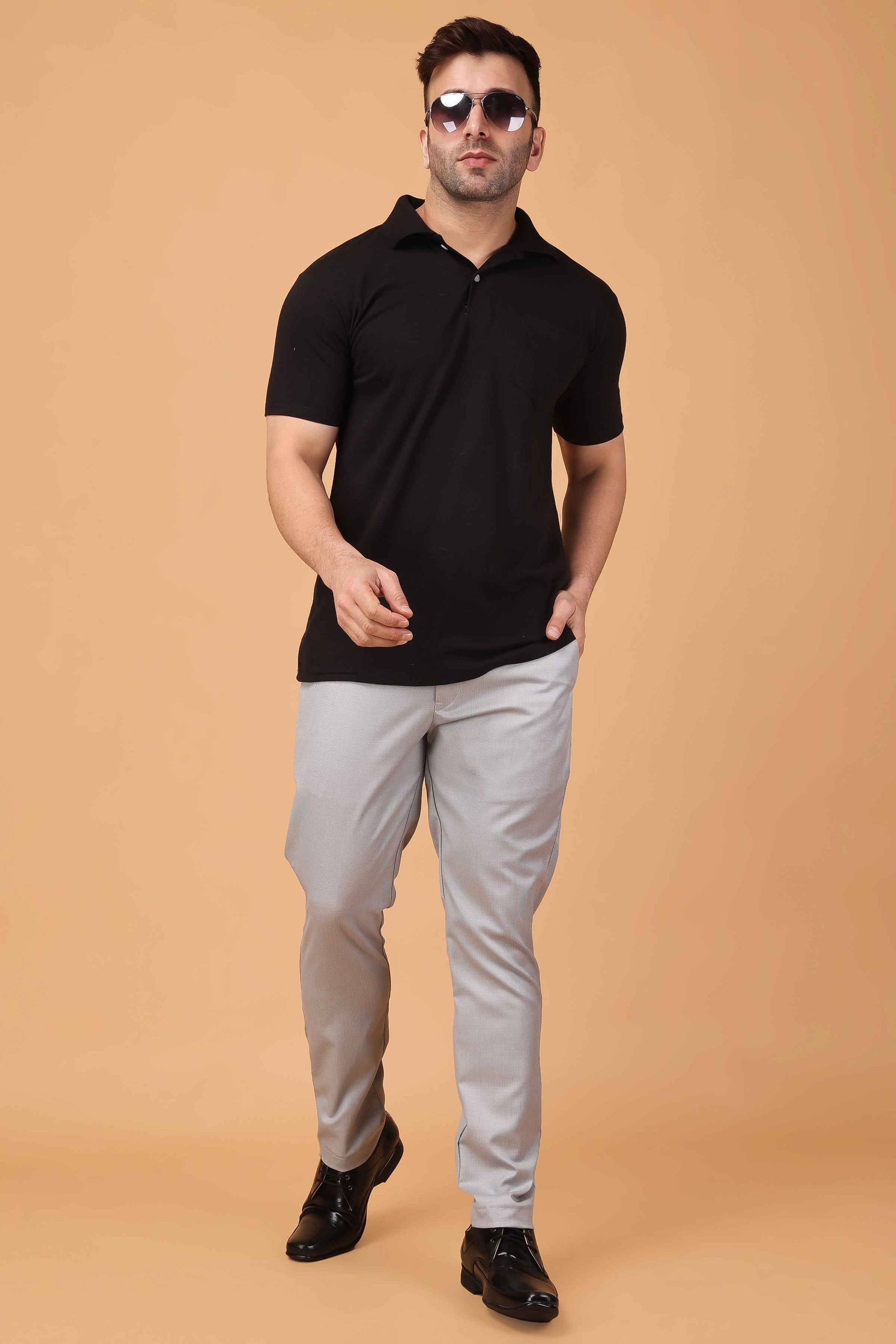 Buy Plus Size ​Slate Grey Comfort Fit Formal Trousers At Apella | Sizes XS to 10 XL | India | Free Delivery | Customized