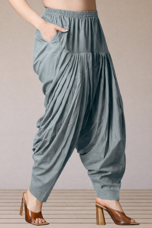 Grey Cotton Patiala Salwar Pants