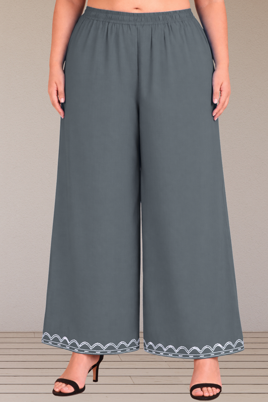 Grey Detailed Rayon Palazzo