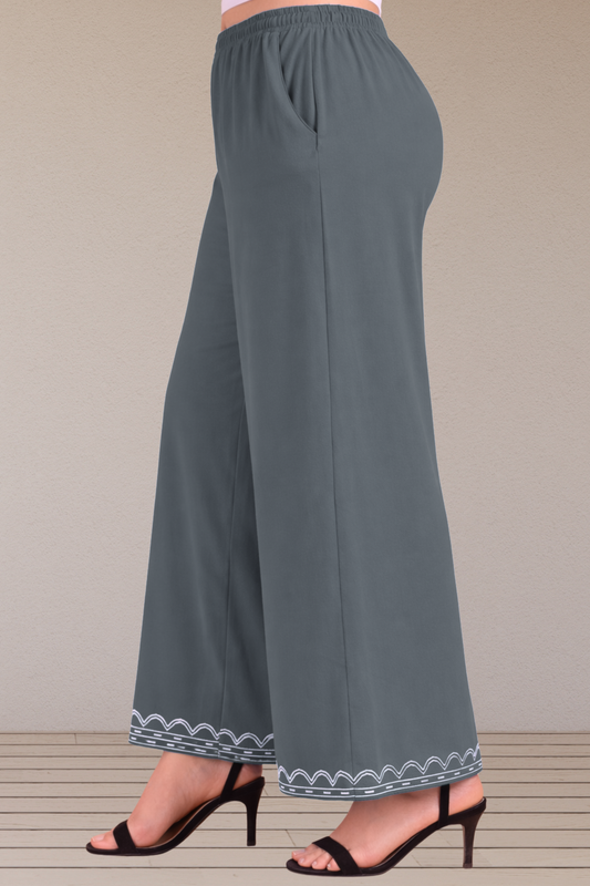 Grey Detailed Rayon Palazzo