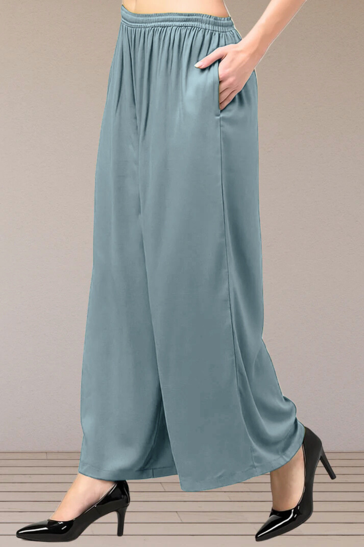 Light Grey Flared Palazzo Pant