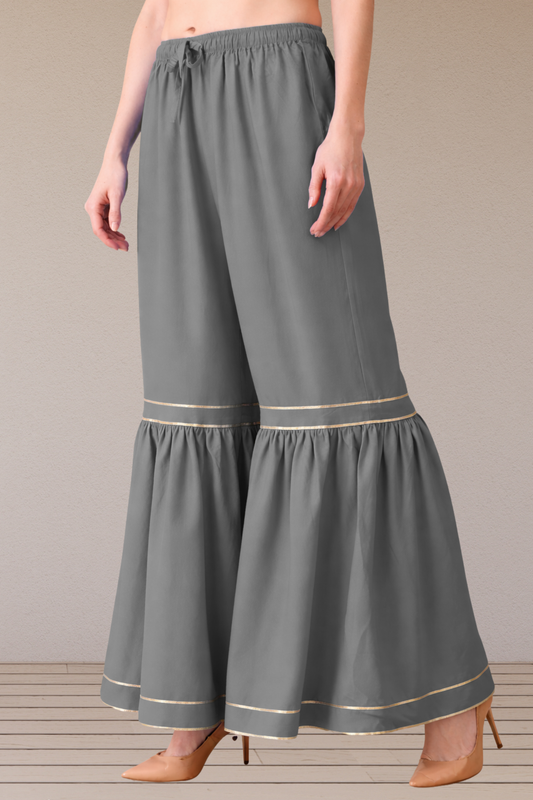 Grey Frilled Rayon Sharara