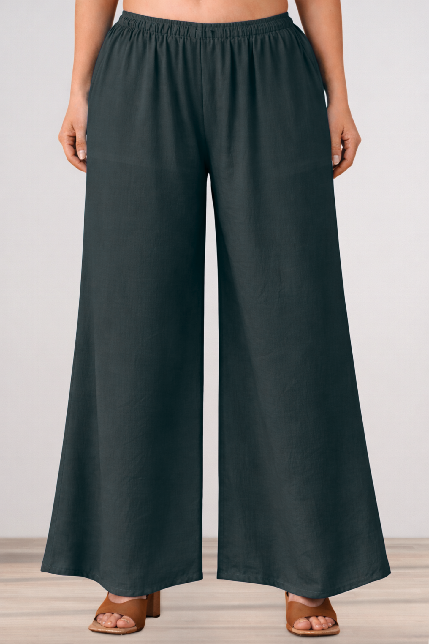 Grey Rayon Loose Palazzo