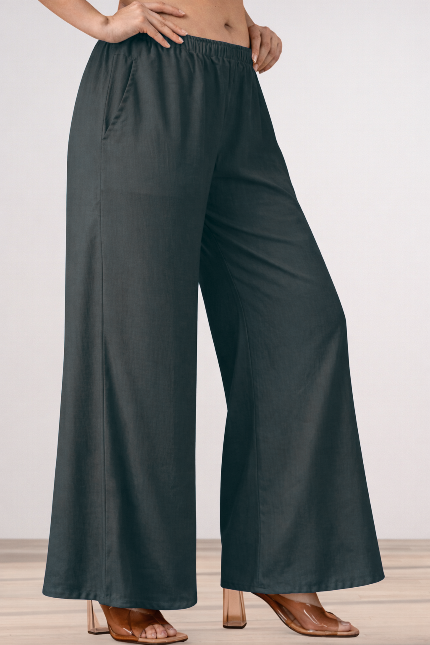 Grey Rayon Loose Palazzo