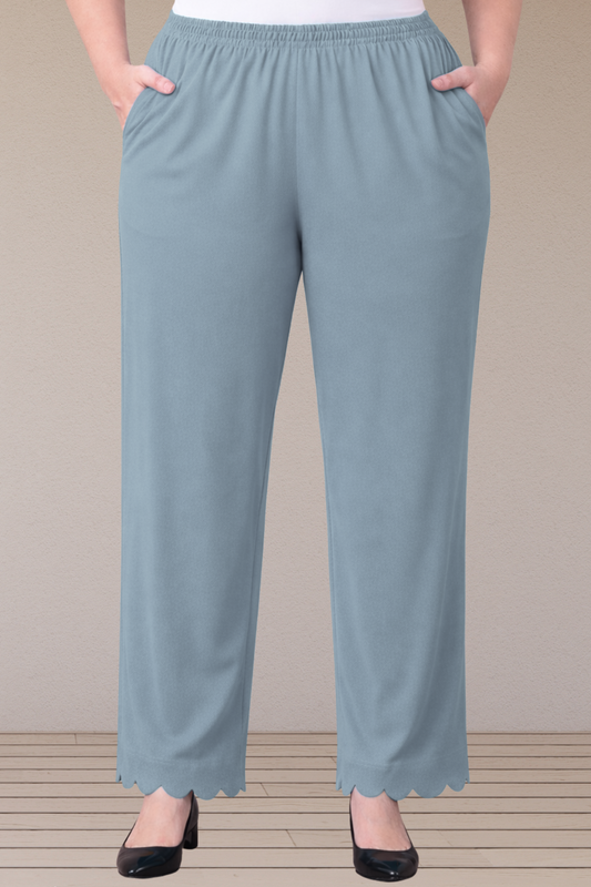 Grey Scallop Cut Palazzo