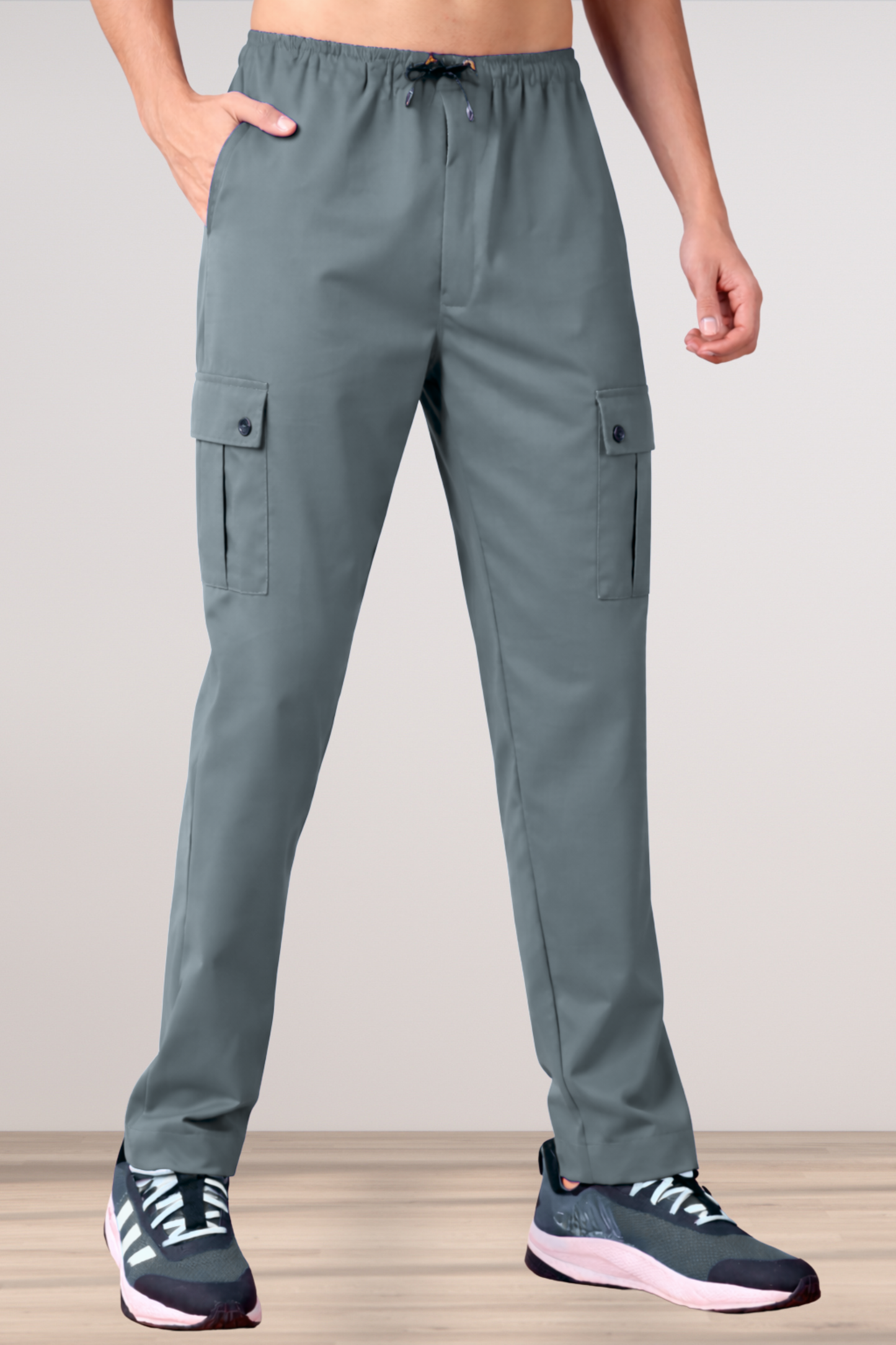Grey Stretch Cargo - 4 Pocket