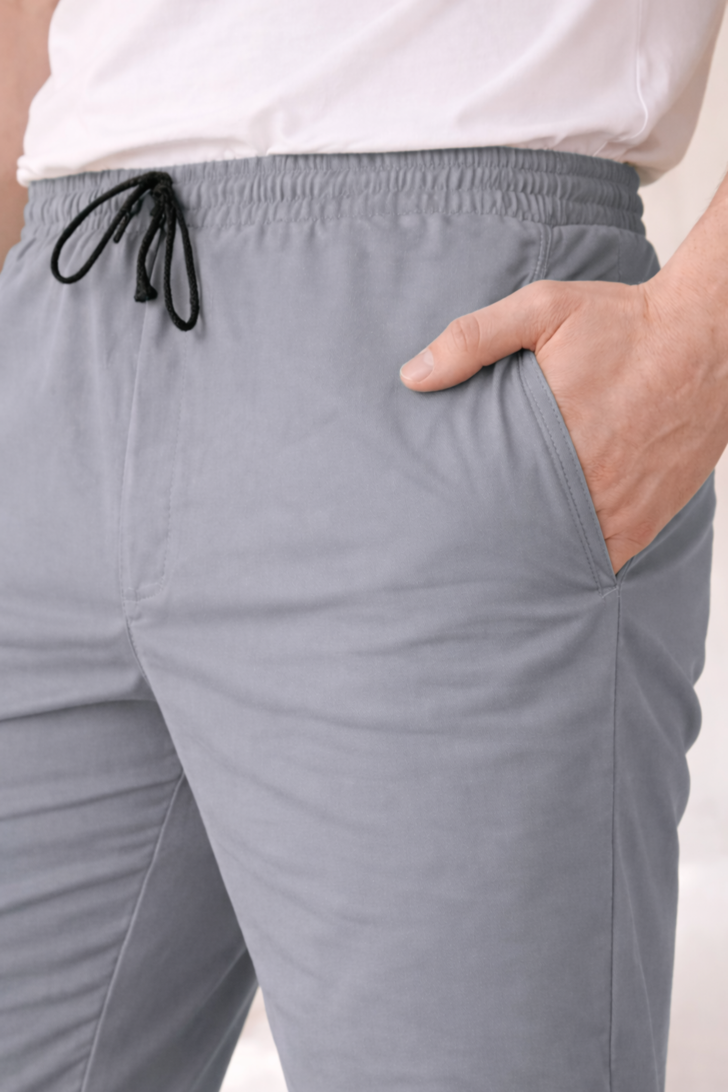 Grey Textured Cotton Cargo Pants