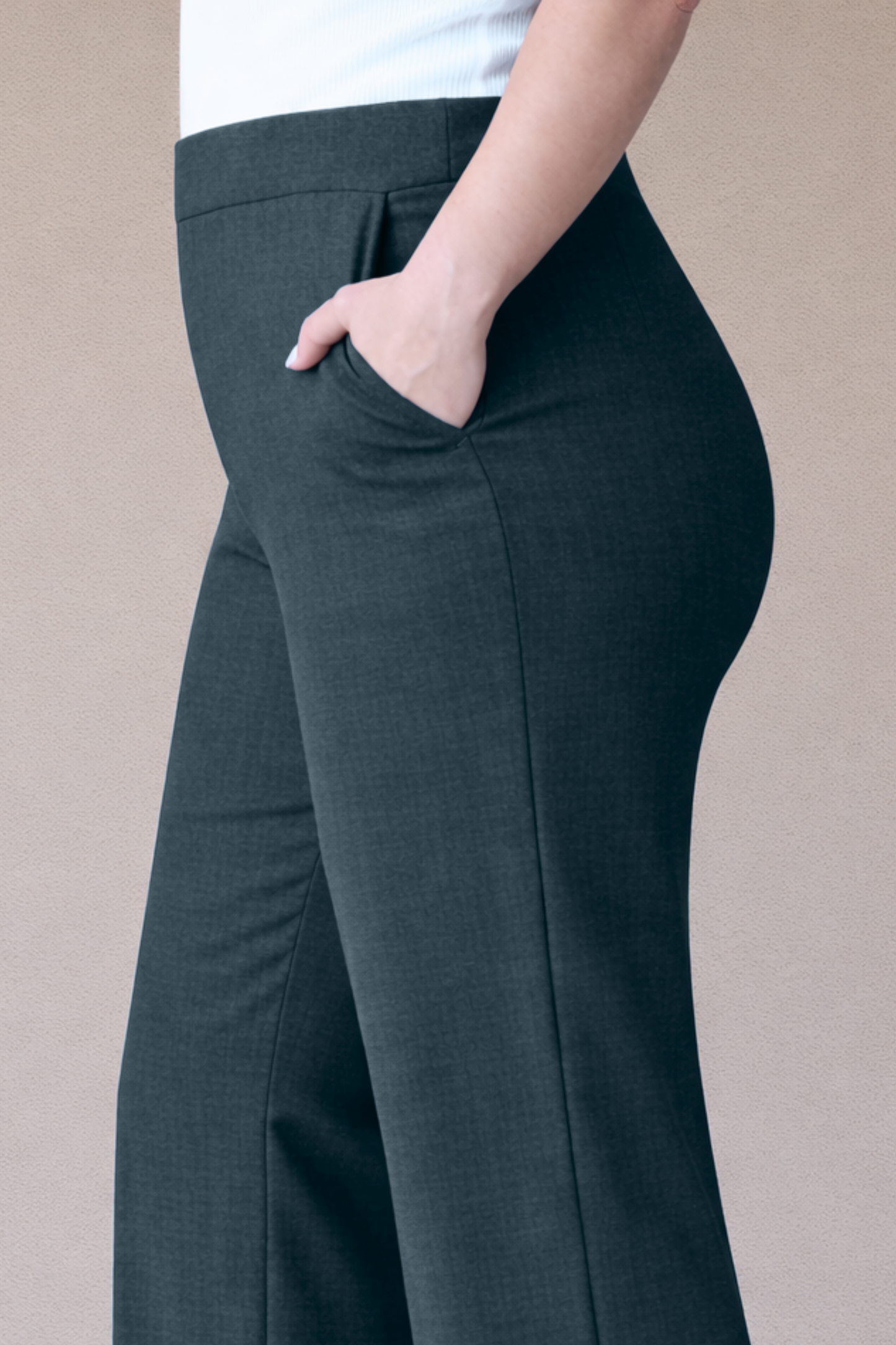 Grey Wide Leg Slub Pants