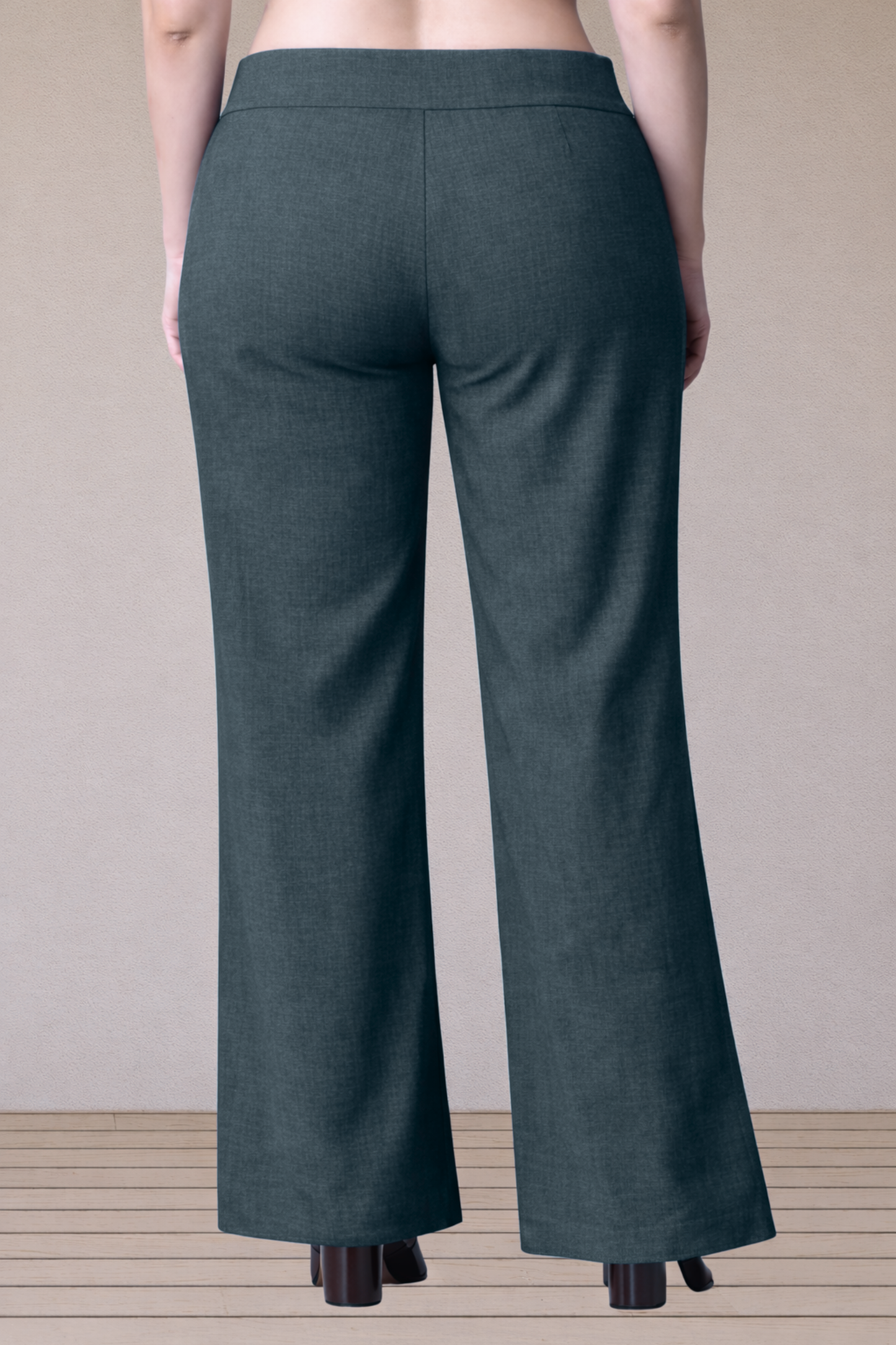 Grey Wide Leg Slub Pants