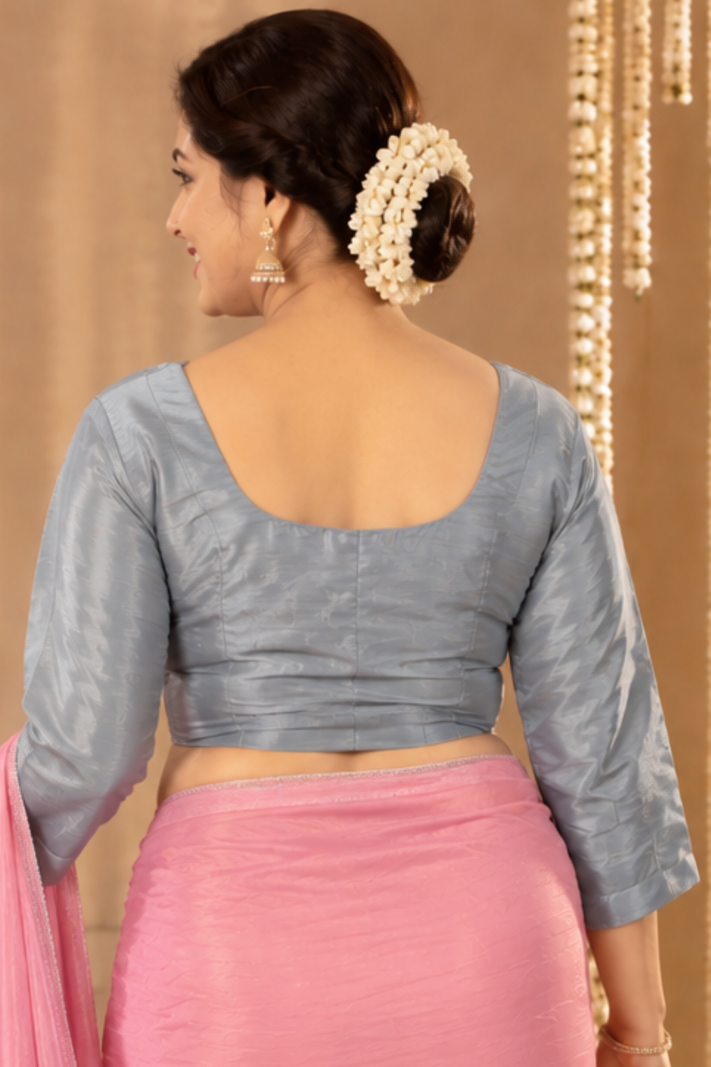 Grey Glamour Silk Blouse