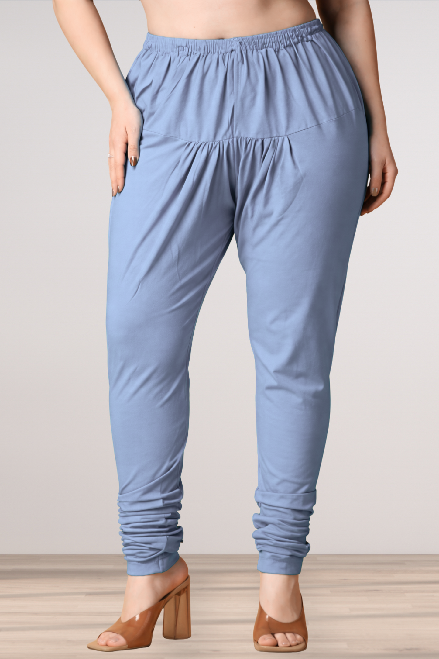 Greyish Blue Cotton Churidar Pants