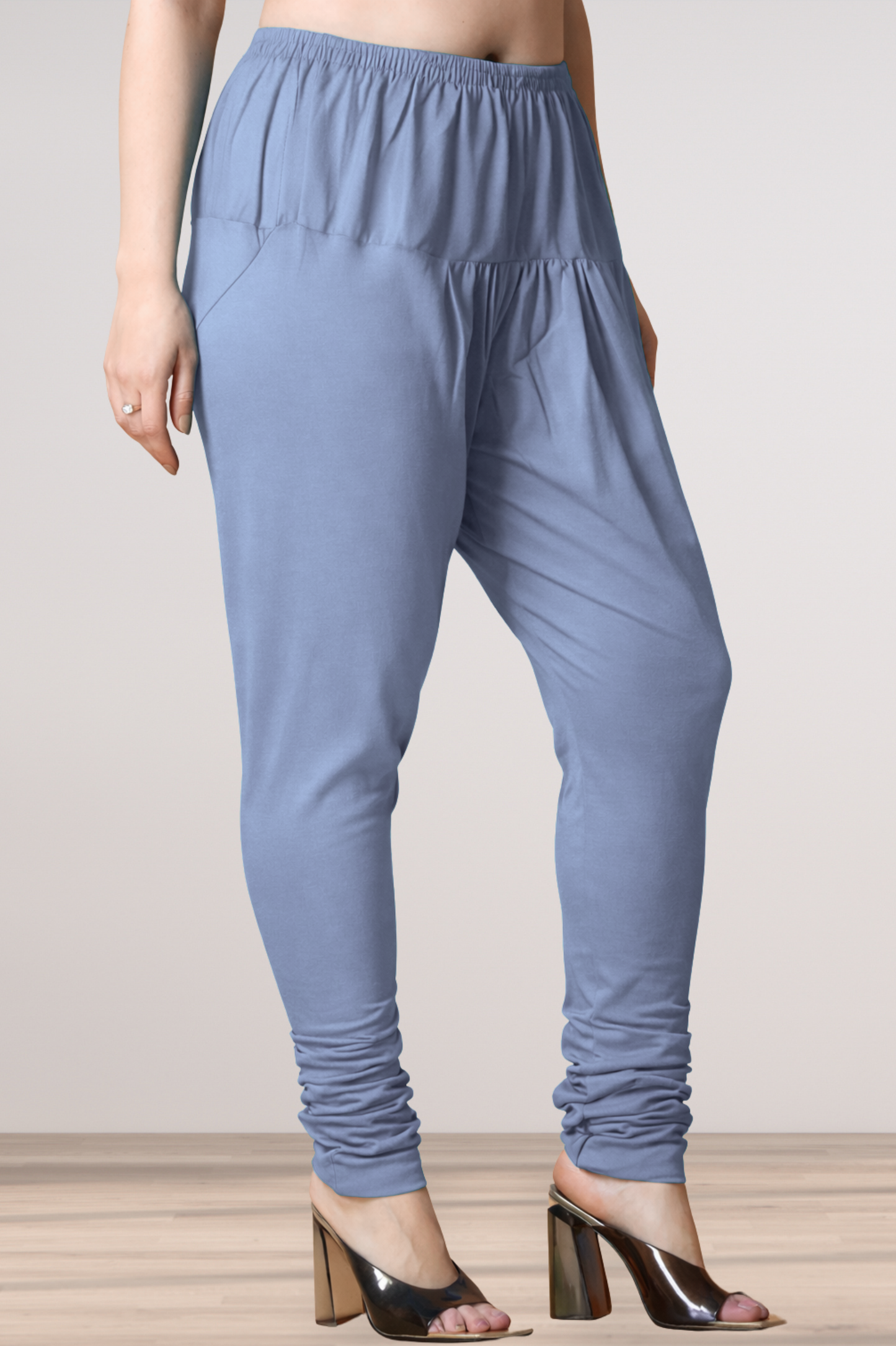 Greyish Blue Cotton Churidar Pants