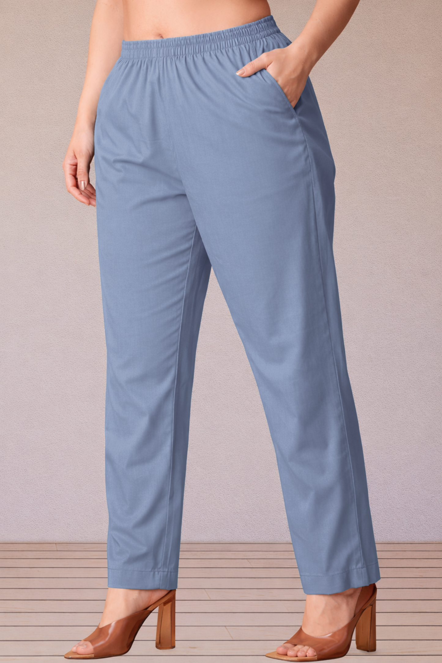 Greyish Blue Cotton Kurti Pant
