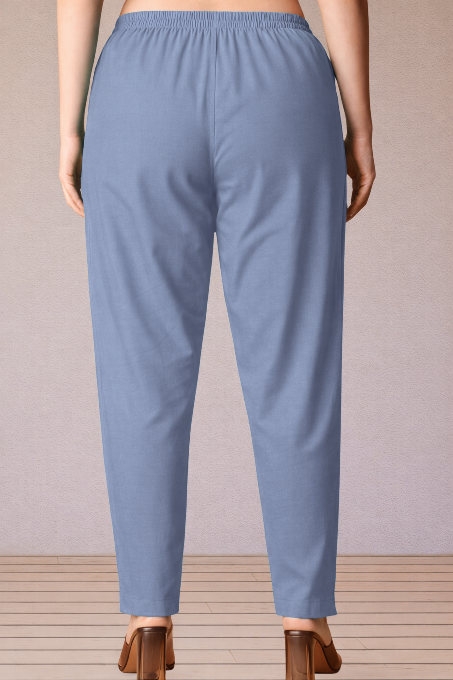 Greyish Blue Cotton Kurti Pant