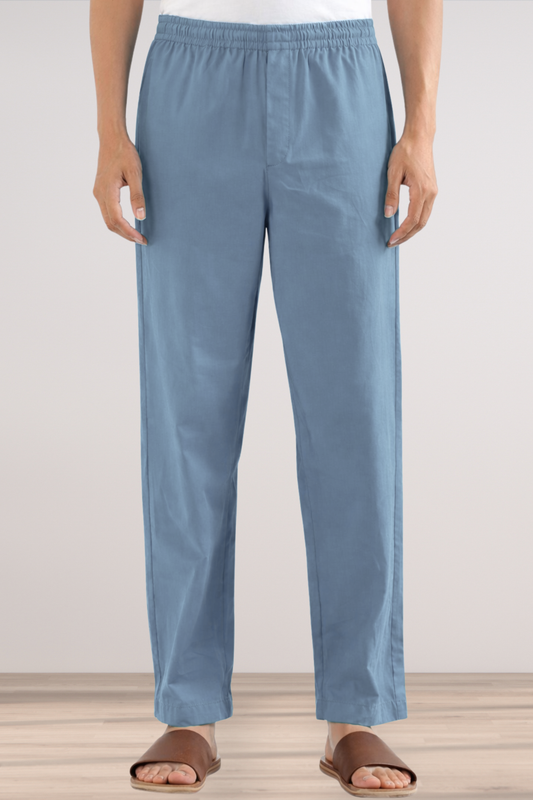 Greyish Blue Cotton Pant Pajama