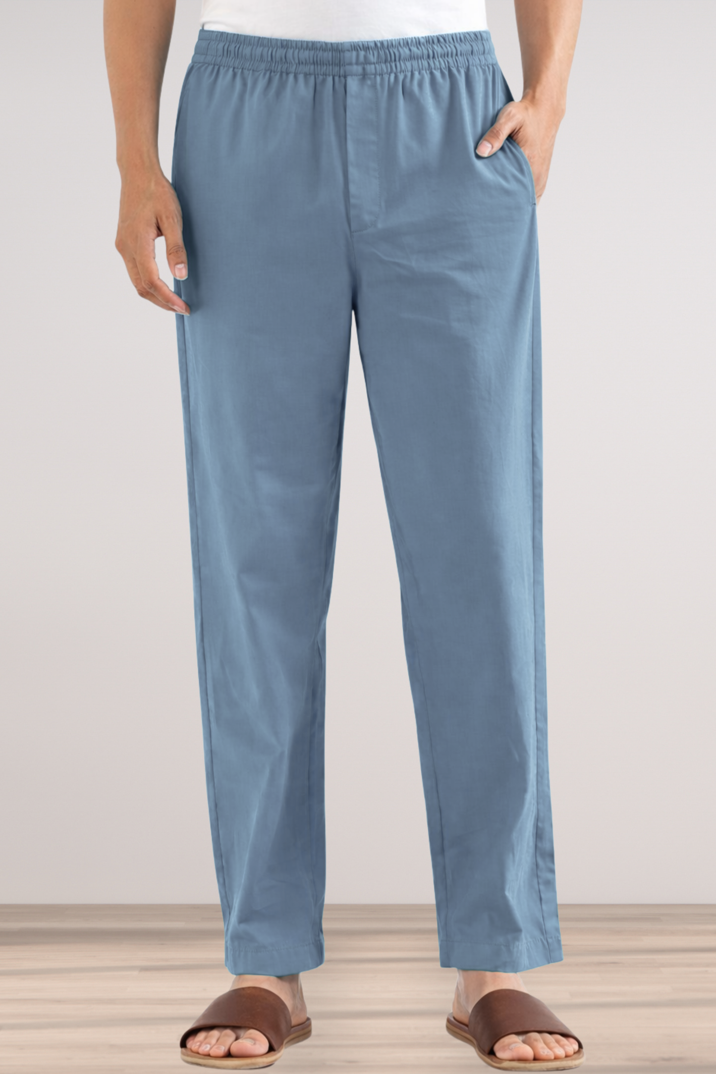 Greyish Blue Cotton Pant Pajama