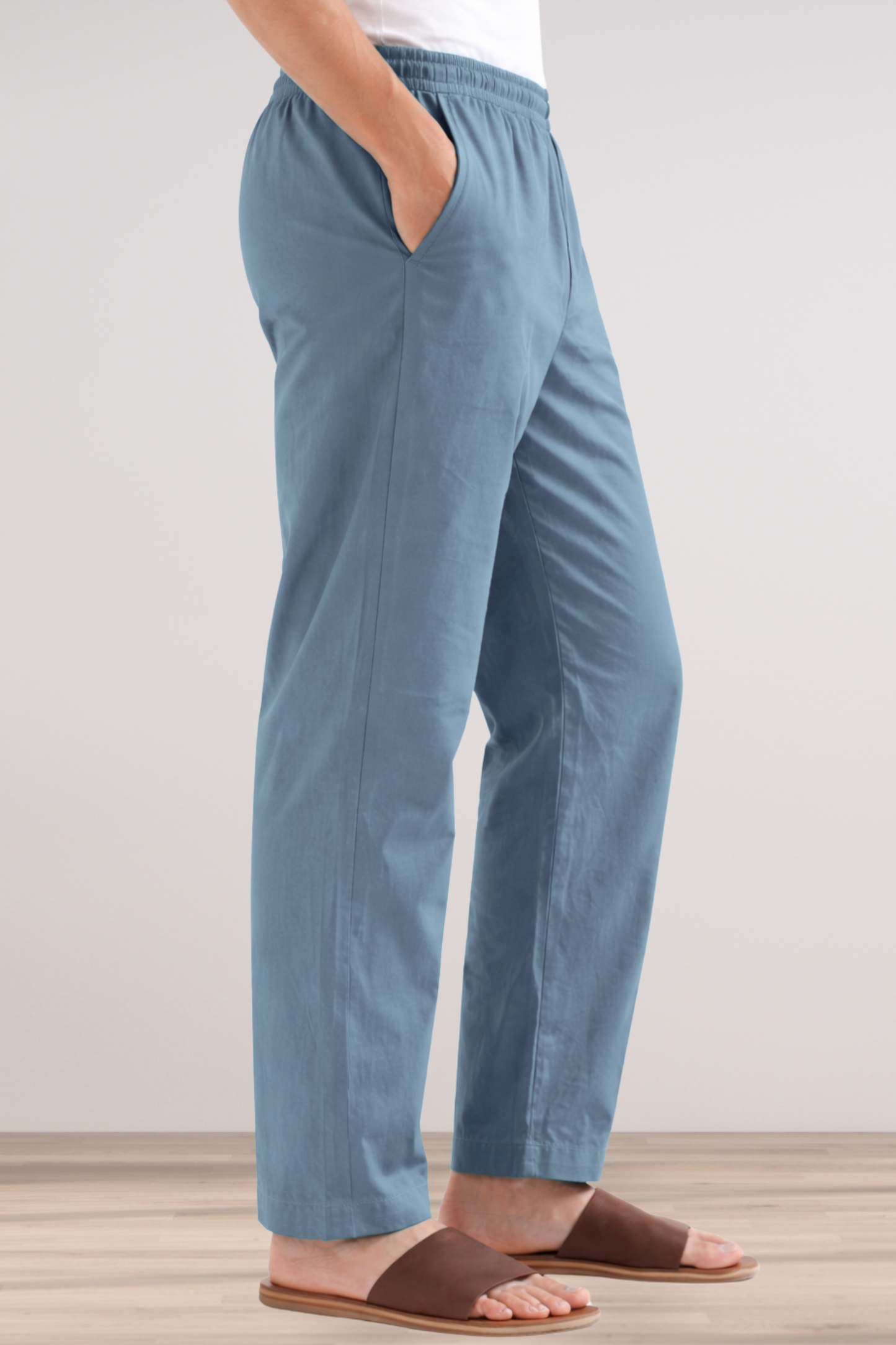 Greyish Blue Cotton Pant Pajama