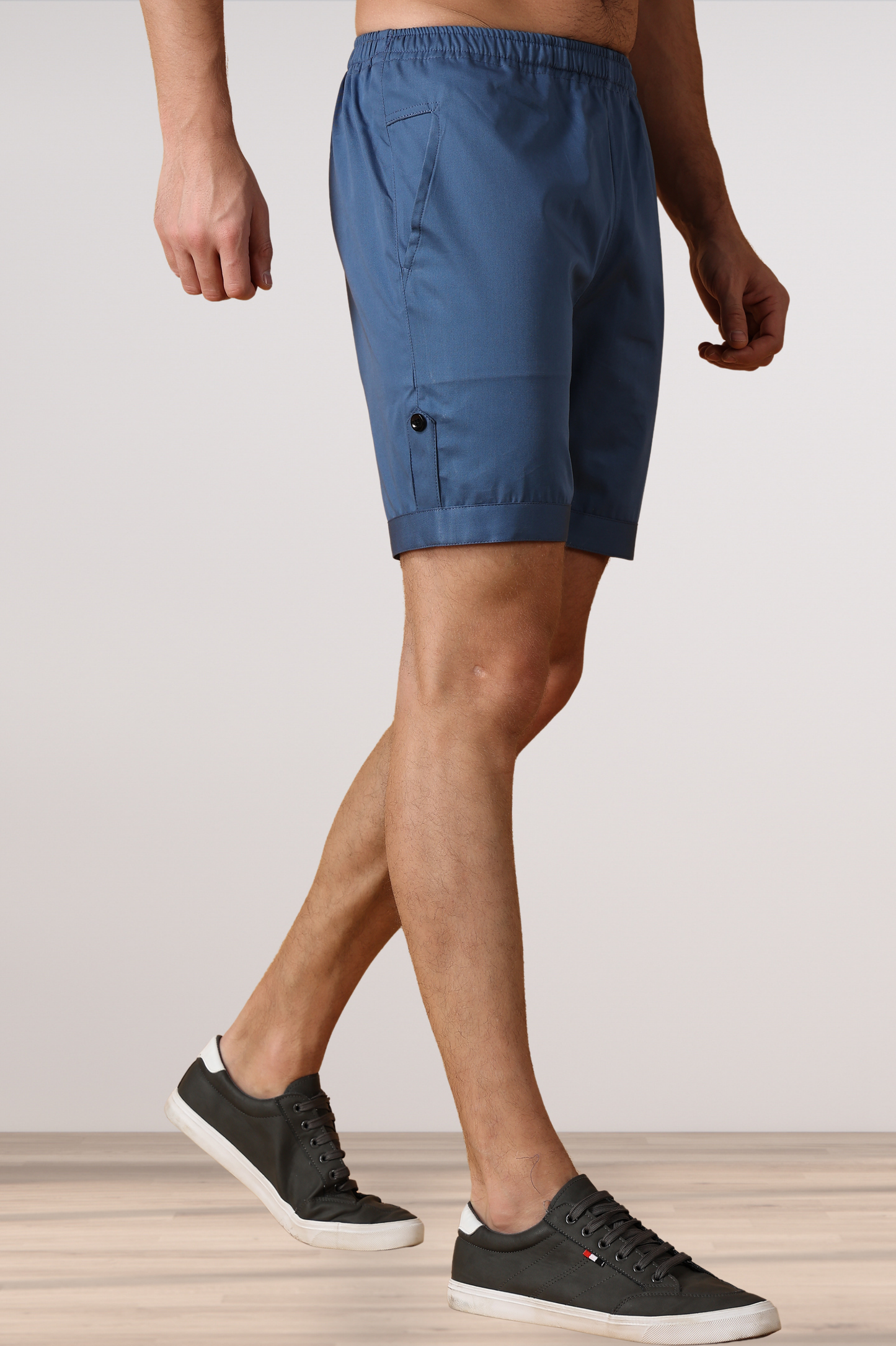 Greyish Blue Cotton Shorts