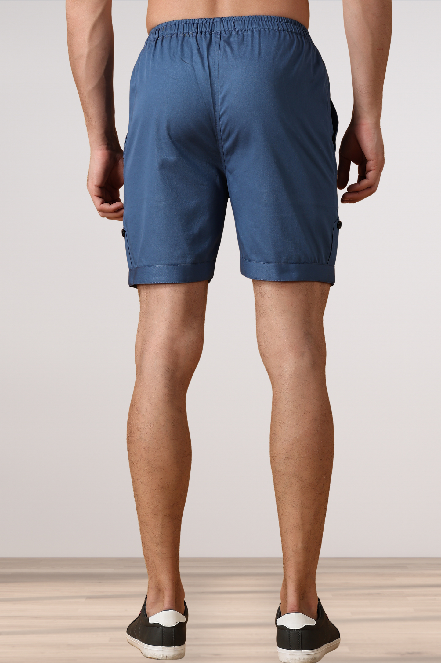 Greyish Blue Cotton Shorts