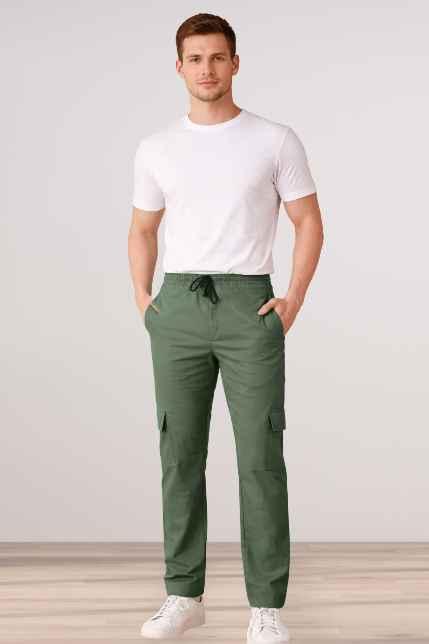 Greyish Green Cotton Cargo - 4 Pocket
