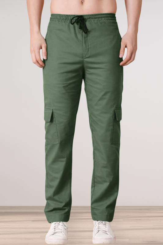 Greyish Green Cotton Cargo - 4 Pocket