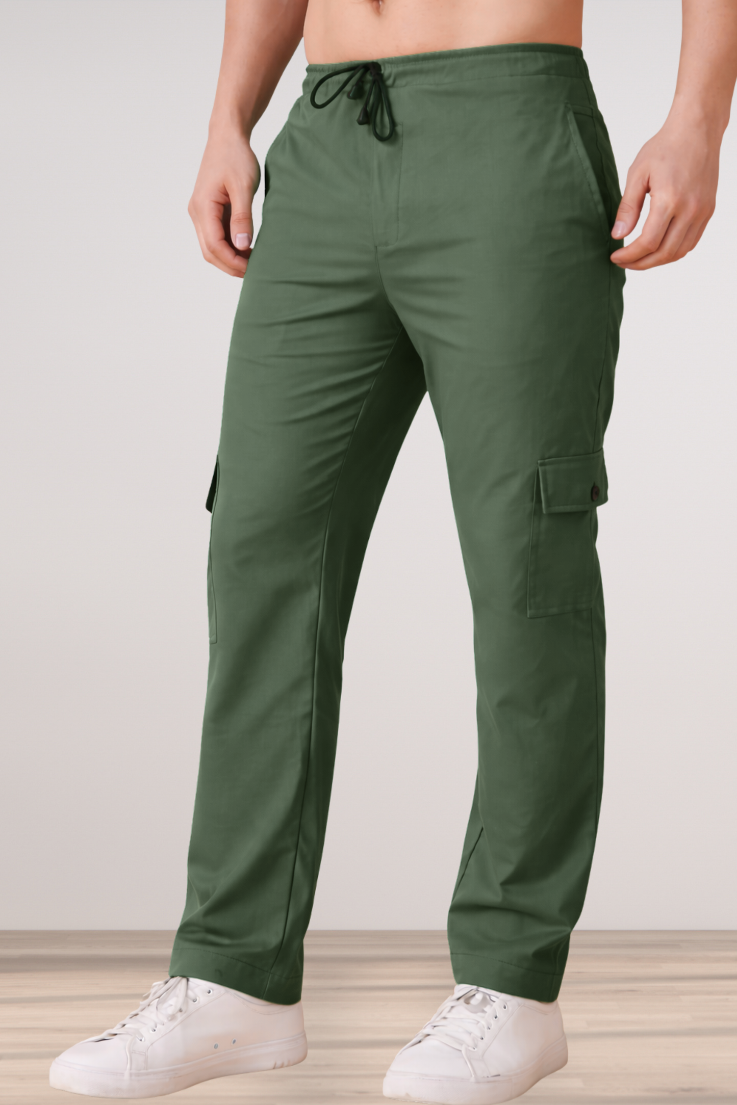 Greyish Green Cotton Cargo - 4 Pocket