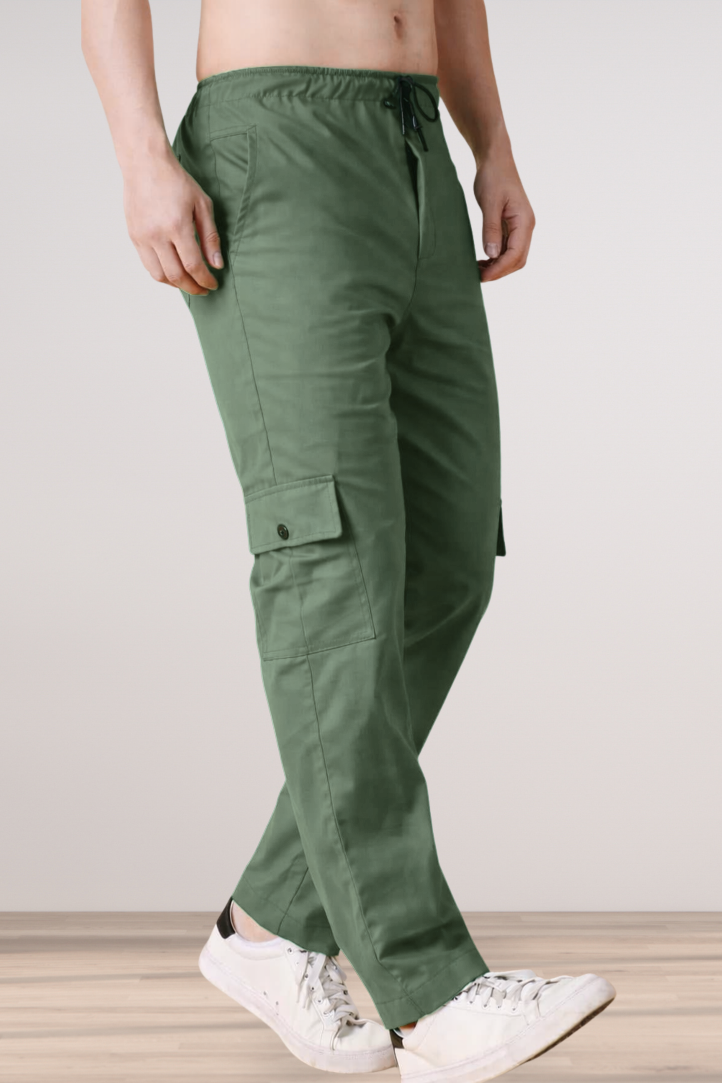 Greyish Green Cotton Cargo - 4 Pocket