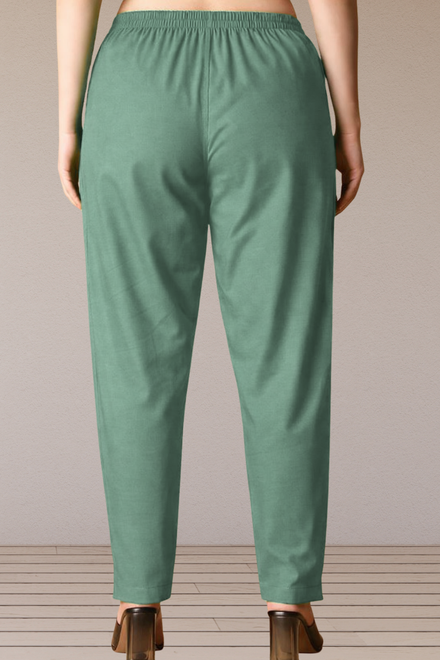 Greyish Green Cotton Kurti Pant