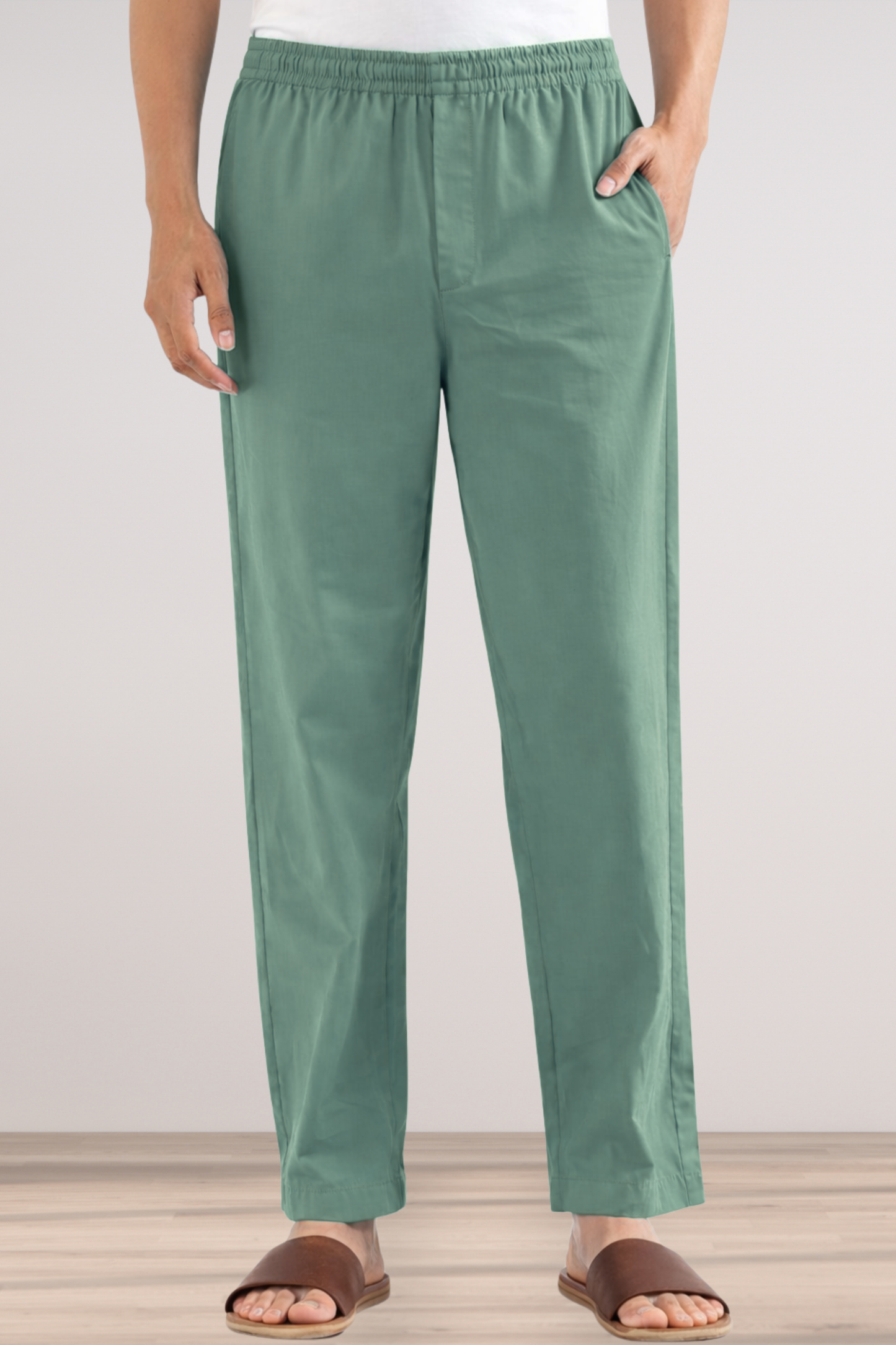 Greyish Green Cotton Pant Pajama