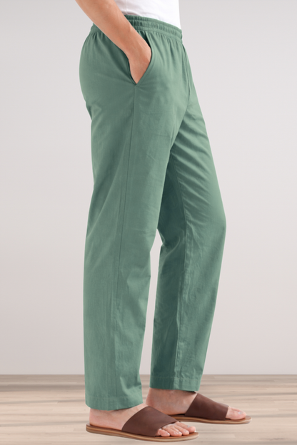 Greyish Green Cotton Pant Pajama