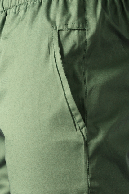 Greyish Green Cotton Shorts