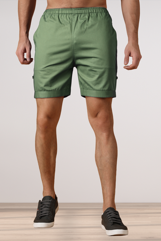 Greyish Green Cotton Shorts