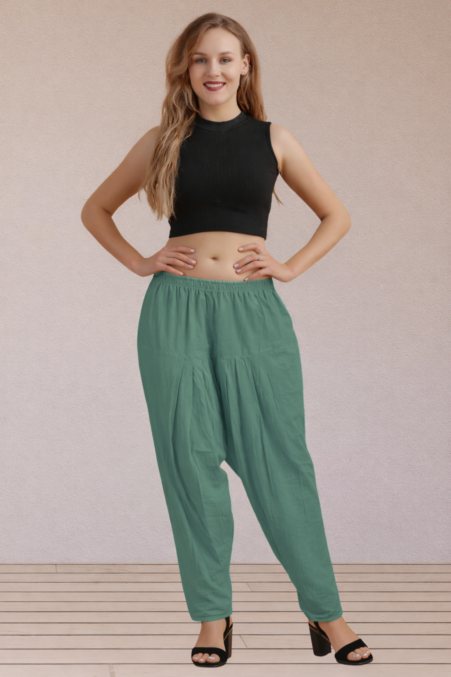 Greyish Green Easy Fit Cotton Salwar