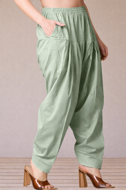 Greyish Green Classic Cotton Salwar With Pocket