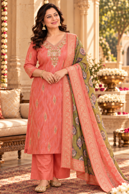 Gulaabi Dhun Muslin Suit Set